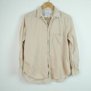 Frank & Eileen XS Button Up Shirt Tan Polka Dot Relaxed Oversized EILEEN Cotton